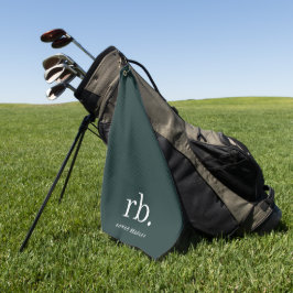 Monogram Dark Green Stylish Modern Minimalist Golfhandtuch