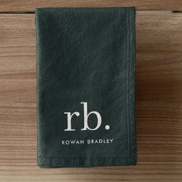 Monogram Dark Green Stylish Modern Minimalist Handtuch