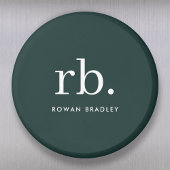 Monogram Dark Green Stylish Modern Minimalist Magnet