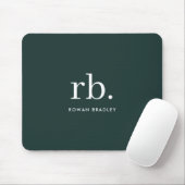 Monogram Dark Green Stylish Modern Minimalist Mousepad (Mit Mouse)