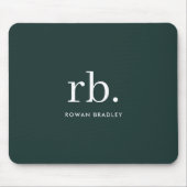 Monogram Dark Green Stylish Modern Minimalist Mousepad (Vorne)