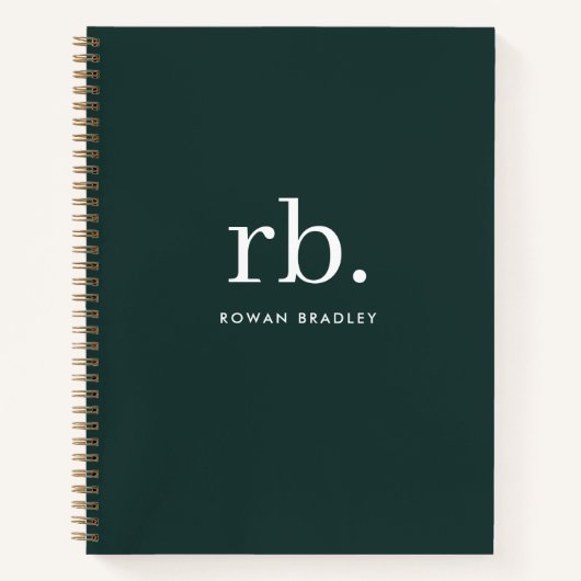 Monogram Dark Green Stylish Modern Minimalist Notizblock (Vorderseite)