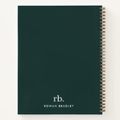 Monogram Dark Green Stylish Modern Minimalist Notizblock (Rückseite)