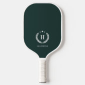 Monogram Dark Green Stylish Modern Minimalist Pickleball Schläger (Vorderseite)