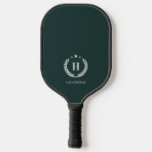 Monogram Dark Green Stylish Modern Minimalist Pickleball Schläger (Rückseite)