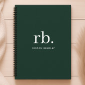 Monogram Dark Green Stylish Modern Minimalist Planer