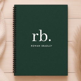 Monogram Dark Green Stylish Modern Minimalist Planer