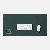 Monogram Dark Green Stylish Modern Minimalist Schreibtischunterlage (Tastatur & Maus)
