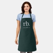Monogram Dark Green Stylish Modern Minimalist Schürze (Getragen)