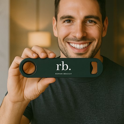 Monogram Dark Green Stylish Modern Minimalist Speed Flaschenöffner