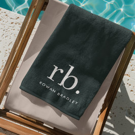 Monogram Dark Green Stylish Modern Minimalist Strandtuch