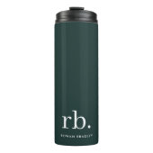 Monogram Dark Green Stylish Modern Minimalist Thermosbecher (Vorderseite)