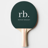 Monogram Dark Green Stylish Modern Minimalist Tischtennis Schläger (Rückseite)