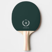 Monogram Dark Green Stylish Modern Minimalist Tischtennis Schläger (Vorderseite)