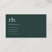 Monogram Dark Green Stylish Modern Minimalist Visitenkarte (Rückseite)