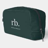 Monogram Dark Green Stylish Modern Minimalist Waschbeutel (Rechte Ecke)