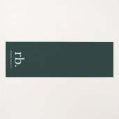 Monogram Dark Green Stylish Modern Minimalist Yogamatte (Vorderseite (Horizontal))