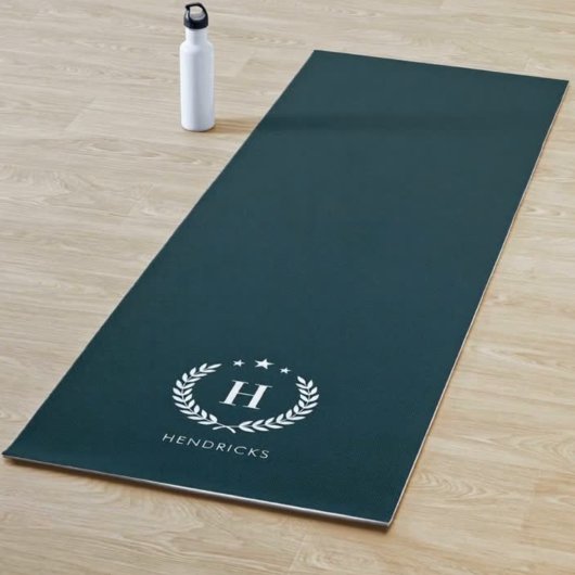 Monogram Dark Green Stylish Modern Minimalist Yogamatte