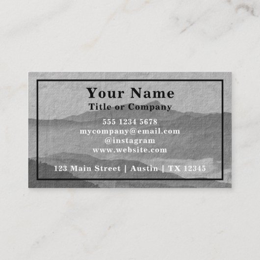 Monogram Dark & Light Gray Mountain Aquarell Art Visitenkarte (Rückseite)