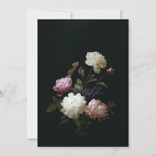 Monogram Dark Moody-Blume Hochzeitsstift Brautpart Einladung (Rückseite)