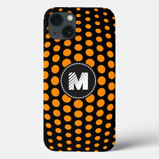 Monogram Dark Orange Polka Dots Muster Case-Mate iPhone Hülle (Rückseite)