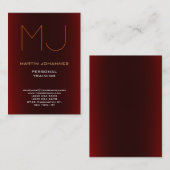 Monogram Dark Red Sport Personal Trainer Visitenkarte (Vorne/Hinten)