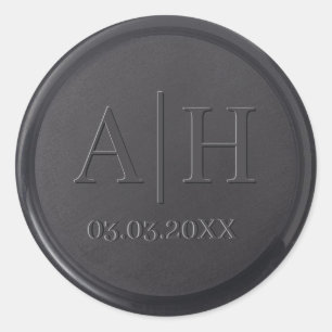 Monogram Date Black Wax Siegel Aufkleber