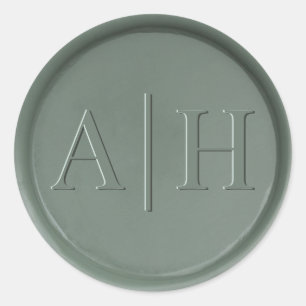 Monogram Date Dark Sage Siegel Aufkleber