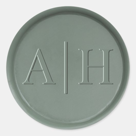 Monogram Date Dark Sage Siegel Aufkleber (Vorderseite)