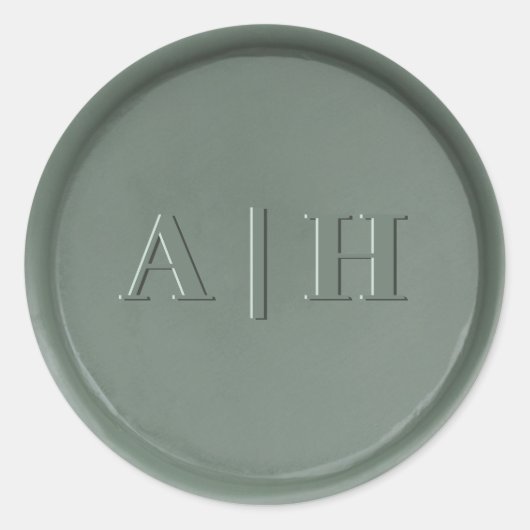 Monogram Date Dark Sage Wax Siegel Sticker (Vorderseite)