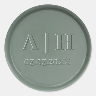 Monogram Date Dark Sage Wax Siegel Sticker