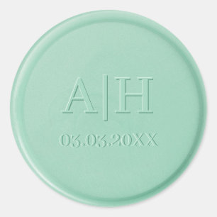 Monogram Date Minze Green Wax Siegel Aufkleber