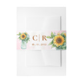 Monogram & Date Sunflower Mason Jar Wedding Einladungsbanderole (Vorderseite Beispiel)