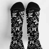 Monogram Day Of Week Black And White Saturday Socken (Oben)