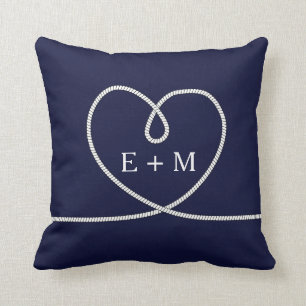 Monogram Decorativ für moderne Nautic Heart Rope Kissen