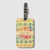 Monogram Decorative Aquarellgelb niedlich Gepäckanhänger (Vorderseite Vertikal)