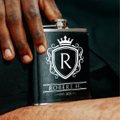 Monogram Decorative Shield Crown Black Flachmann