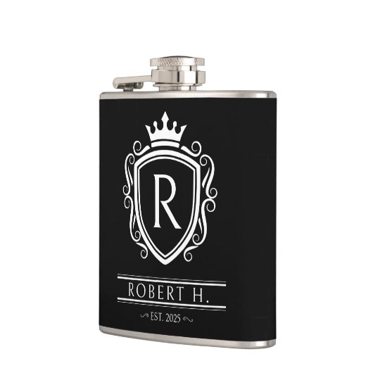 Monogram Decorative Shield Crown Black Flachmann (Links)