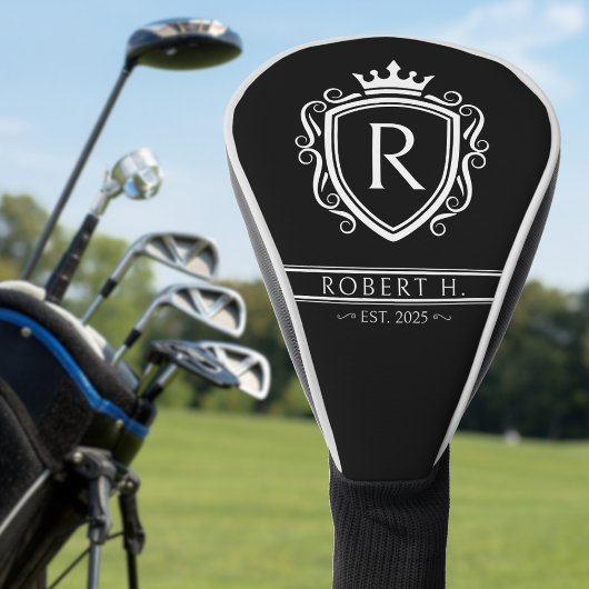 Monogram Decorative Shield Crown Black Golf Headcover
