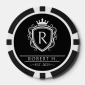 Monogram Decorative Shield Crown Black Pokerchips (Vorderseite)