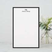 Monogram Decorative Typografie Black Border Briefpapier (Stehend Vorderseite)