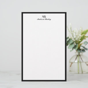 Monogram Decorative Typografie Black Border Briefpapier