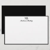 Monogram Decorative Typografie Black Border Briefpapier (Vorne/Hinten)