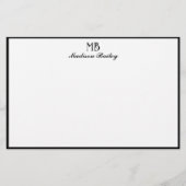 Monogram Decorative Typografie Black Border Briefpapier (Vorderseite)