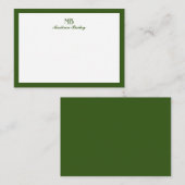Monogram Decorative Typografie | Dark Moss Green Mitteilungskarte (Vorne/Hinten)