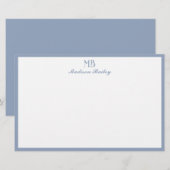 Monogram Decorative Typografie | Dusty Blue Briefpapier (Vorne/Hinten)