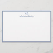 Monogram Decorative Typografie | Dusty Blue Briefpapier (Vorderseite)