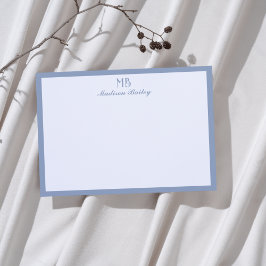 Monogram Decorative Typografie | Dusty Blue Mitteilungskarte