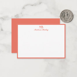 Monogram Decorative Typografie | Korallen Mitteilungskarte