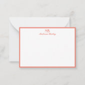 Monogram Decorative Typografie | Korallen Mitteilungskarte (Vorderseite)